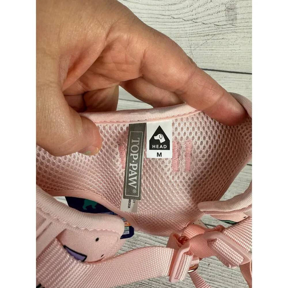 Top Paw Pink Champagne Bottle Print Adjustable Comfort Dog Harness Size Medium